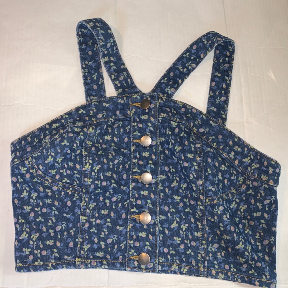 Afrm corset crop top Tiny Flowers Jean Button Down Size Med